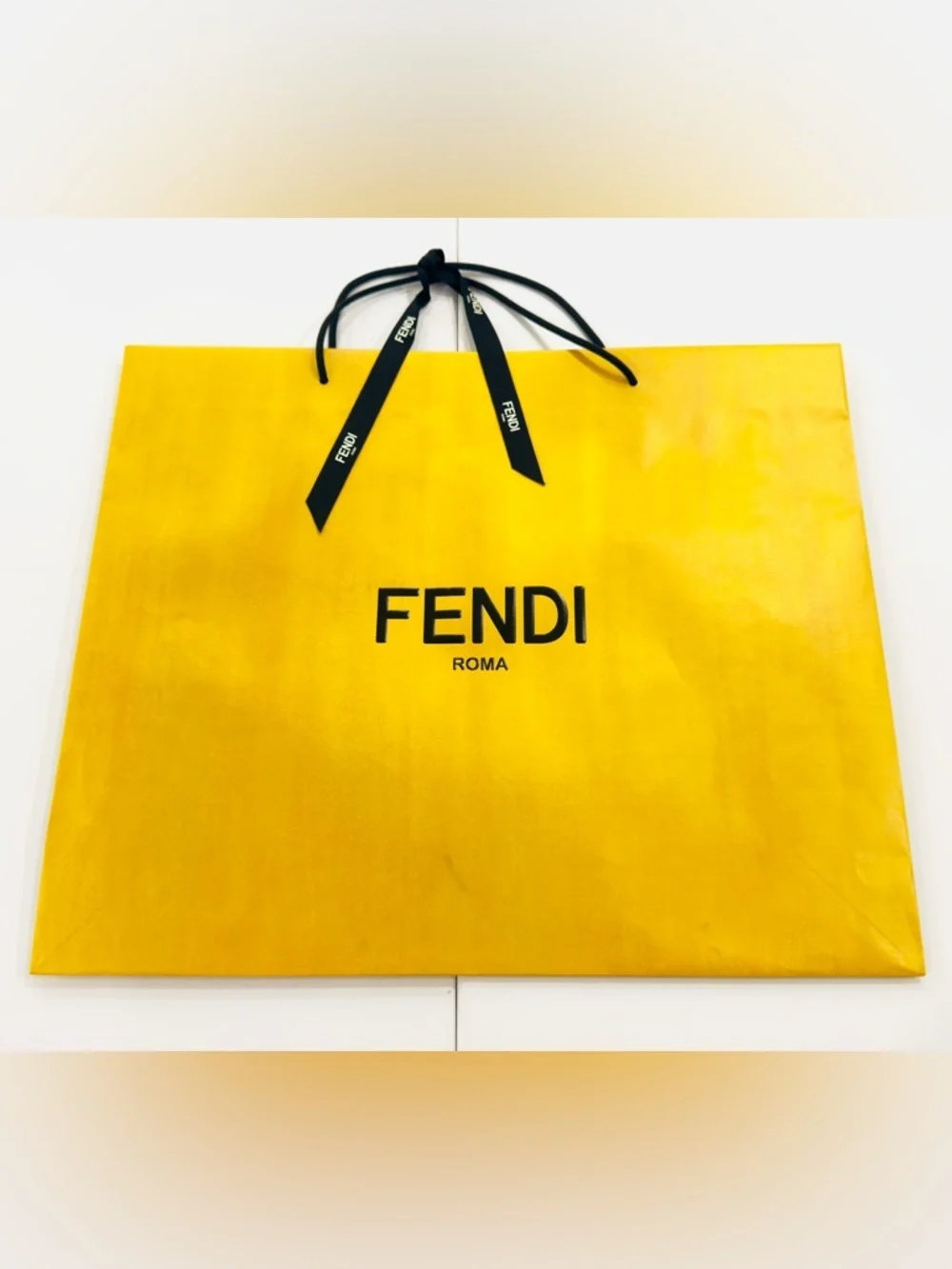 FENDI Roma Reusable Paper Shopping Gift Bag Yellow Size 22”x 18.5”x 6” Inches